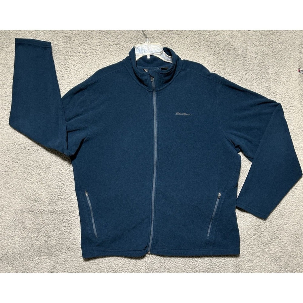 Eddie Bauer Jacket Mens XL Blue Fleece Polartec‎ Outdoor Casual Full Zip